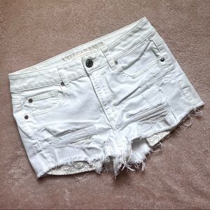American Eagle Outfitters Distressed White Jean Shorts